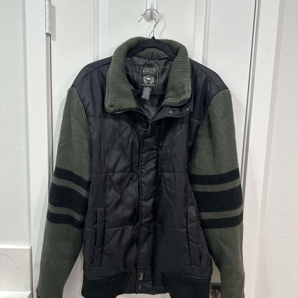 Buffalo David Bitton Men's Hybrid Quilted Puffer Jacket with Knit Sleeves